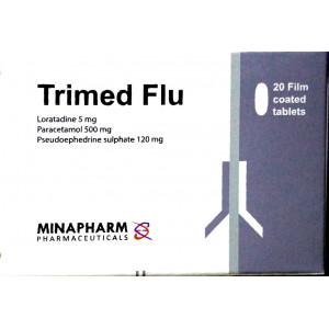 TRIMED FLU ( LORATADINE 5 MG + PARACETAMOL 500 MG + PSEUDOEPHEDRINE 120 MG ) 20 FILM-COATED TABLETS
